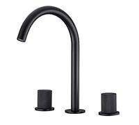 IHVOOUKAK Miscelatore for lavabo da Bagno Rubinetto for lavabo Nero Montato sul Ponte Ottone Doppio Supporto Tre Fori Acqua Calda e Fredda Rubinetteria for lavabo(Balck)