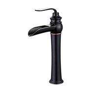 IHVOOUKAK Miscelatore for lavabo Rubinetto for lavabo da Bagno a Cascata Rubinetti for lavabo da Bagno in Ottone Caldo e Freddo Monoforo Rubinetto for lavabo da Bagno-Nero(Black B)