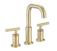 IHVOOUKAK Rubinetto for Bagno diffuso, 3 Fori, 2 Maniglie, Rubinetto for lavabo, Finitura Dorata Spazzolata, Design ad Arco Alto