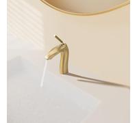 IHVOOUKAK Rubinetto for lavabo da Bagno con Maniglia Singola in Oro Spazzolato Senza Piombo, Facile Installazione, Prestazioni antigoccia, Design Moderno