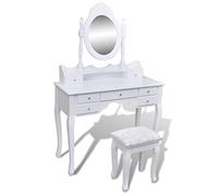 Iiaky 241002 Tavolo da Trucco con Specchio e Sgabello 7 Cassetti Bianco Toeletta da Trucco,Tavolo da Trucco Moderno
