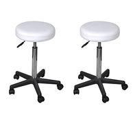 Iiaky 277175 Sgabelli da Ufficio 2 pz Bianchi 35,5x84 cm in Similpelle Sgabello da Trucco,Sedia per Toeletta,Seduta Spessa,per Camera da Letto Cucina Sala da Pranzo,Moderno