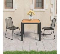 Iiaky 3060124 Set da Pranzo da Giardino 3 pz in Rattan PVC Nero e Marrone Divano Letto con Seduta Imbottita,Mobile da Soggiorno Salotto Stanza Ospiti Arredamento per Riposo