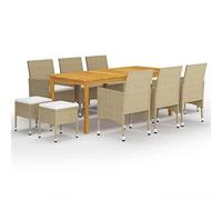 Iiaky 3067873 Set Mobili da Pranzo per Giardino 11 pz Beige Set Giardino Esterno, Tavolo da Giardino con Sedie, Set Mobili da Giardino in Rattan PE Impermeabile
