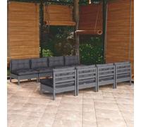 Iiaky 3096144 Set Salotto Giardino con Cuscini 9 pz in Legno Massello di Pino Set Patio Tavolo Basso, Mobili Resistenti ai Raggi UV da Esterno, Balcone, Giardino, Terrazzo, Bistrot