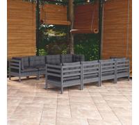 Iiaky 3096168 Set Salotto Giardino con Cuscini 9 pz in Legno Massello di Pino Set Patio Tavolo Basso, Mobili Resistenti ai Raggi UV da Esterno, Balcone, Giardino, Terrazzo, Bistrot