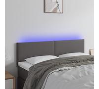 Iiaky 3121426 Testiera a LED Grigio 144x5x78/88 cm in Similpelle Divano Lounge in Rattan, Componibile,Alta Qualità, Comfort Superiore