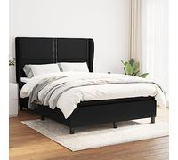 Iiaky 3127887 Giroletto a Molle con Materasso Nero 140x200 cm in Tessuto Telaio del letto a piattaforma imbottito,Base per materasso,Supporto per doghe in legno,Facile da montare