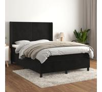 Iiaky 3132563 Giroletto a Molle con Materasso Nero 140x200 cm in Velluto Telaio del letto a piattaforma imbottito,Base per materasso,Supporto per doghe in legno,Facile da montare