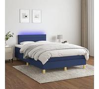 Iiaky 3133787 Letto a Molle con Materasso e LED Blu 120x200cm in Tessuto Telaio del letto a piattaforma imbottito,Base per materasso,Supporto per doghe in legno,Facile da montare