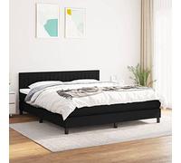 Iiaky 3140227 Giroletto a Molle con Materasso Nero 160x200 cm in Tessuto Telaio del letto a piattaforma imbottito,Base per materasso,Supporto per doghe in legno,Facile da montare