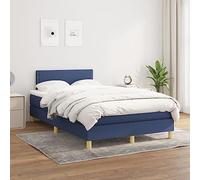 Iiaky 3140527 Giroletto a Molle con Materasso Blu 120x200 cm in Tessuto Telaio del letto a piattaforma imbottito,Base per materasso,Supporto per doghe in legno,Facile da montare