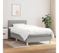 Iiaky 3140729 Giroletto a Molle con Materasso Grigio Chiaro 80x200 cm Tessuto Telaio del letto a piattaforma imbottito,Base per materasso,Supporto per doghe in legno,Facile da montare