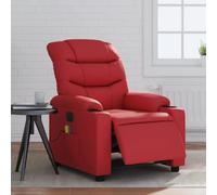 Iiaky 3206597 Poltrona Massaggio Elettrica Reclinabile Rosso Similpelle Poltrona Imbottita con Schienale a Conchiglia in Velluto,Poltrona da Salotto e Camera da Letto,Super Confortevole,Poltrona Relax