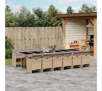 Iiaky 3210588 Set Pranzo da Giardino 13 pz con Cuscini Beige Misto Polyrattan Set Tavolo da Giardino con Sedie,Set da Pranzo con Tavolo,Sedie da Esterno Impilabili, Set di Mobili