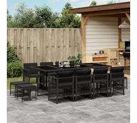 Iiaky 3210979 Set da Pranzo da Giardino 13pz con Cuscini Nero in Polyrattan Set Giardino Esterno, Tavolo da Giardino con Sedie, Set Mobili da Giardino in Rattan PE Impermeabile