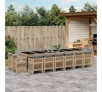 Iiaky 3211068 Set Pranzo da Giardino 17 pz con Cuscini Beige Misto Polyrattan Set di mobili da giardino in polyrattan, mobili da balcone in tavolo, divano,set da lounge resistente alle intemperie, com