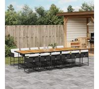 Iiaky 3211311 Set da Pranzo da Giardino 13pz con Cuscini Nero in Polyrattan Set Giardino Esterno,Tavolo da Giardino con Sedie,Set Mobili da Giardino in Rattan PE Impermeabile