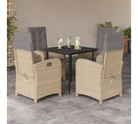 Iiaky 3212391 Set Pranzo da Giardino 5 pz con Cuscini Beige Misto Polyrattan Set di mobili da giardino in polyrattan, mobili da balcone in tavolo, divano,set da lounge resistente alle intemperie, como