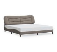 Iiaky 3213729 Giroletto con LED senza Materasso Tortora 200x200 cm in Tessuto Letto,Struttura Letto a Piattaforma E contenitore sotto il letto,Facile da Montare, Senza rumori