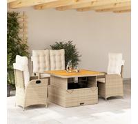 Iiaky 3277476 Set da Pranzo da Giardino 4 pz con Cuscini Beige in Polyrattan Set Tavolo da Giardino con Sedie,Set da Pranzo con Tavolo,Sedie da Esterno Impilabili, Set di Mobili