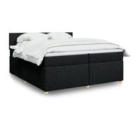Iiaky 3286789 Giroletto a Molle con Materasso Nero 200x200 cm in Tessuto Telaio del letto a piattaforma imbottito,Base per materasso,Supporto per doghe in legno,Facile da montare