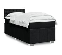 Iiaky 3286995 Giroletto a Molle con Materasso Nero 100x200 cm in Tessuto Telaio del letto a piattaforma imbottito,Base per materasso,Supporto per doghe in legno,Facile da montare