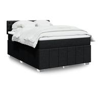Iiaky 3287072 Giroletto a Molle con Materasso Nero 140x190 cm in Tessuto Telaio del letto a piattaforma imbottito,Base per materasso,Supporto per doghe in legno,Facile da montare