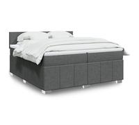 Iiaky 3287169 Giroletto a Molle con Materasso Grigio Scuro 200x200 cm Tessuto Telaio del letto a piattaforma imbottito,Base per materasso,Supporto per doghe in legno,Facile da montare