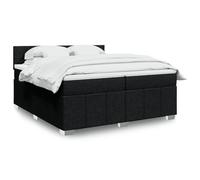 Iiaky 3287177 Giroletto a Molle con Materasso Nero 200x200 cm in Tessuto Telaio del letto a piattaforma imbottito,Base per materasso,Supporto per doghe in legno,Facile da montare
