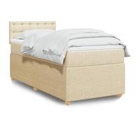 Iiaky 3287358 Giroletto a Molle con Materasso Crema 90x200 cm inTessuto Telaio del letto a piattaforma imbottito,Base per materasso,Supporto per doghe in legno,Facile da montare