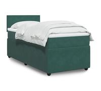 Iiaky 3287635 Giroletto a Molle con Materasso Verde Scuro 90x200 cm Velluto Telaio del letto a piattaforma imbottito,Base per materasso,Supporto per doghe in legno,Facile da montare