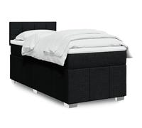 Iiaky 3289225 Giroletto a Molle con Materasso Nero 90x190 cm in Tessuto Telaio del letto a piattaforma imbottito,Base per materasso,Supporto per doghe in legno,Facile da montare