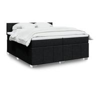 Iiaky 3289470 Giroletto a Molle con Materasso Nero 200x200 cm in Tessuto Telaio del letto a piattaforma imbottito,Base per materasso,Supporto per doghe in legno,Facile da montare