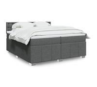 Iiaky 3289490 Giroletto a Molle con Materasso Grigio Scuro 200x200 cm Tessuto Telaio del letto a piattaforma imbottito,Base per materasso,Supporto per doghe in legno,Facile da montare