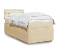 Iiaky 3289651 Giroletto a Molle con Materasso Crema 90x200 cm inTessuto Telaio del letto a piattaforma imbottito,Base per materasso,Supporto per doghe in legno,Facile da montare