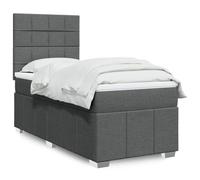 Iiaky 3291552 Giroletto a Molle con Materasso Grigio Scuro 90x200 cm Tessuto Telaio del letto a piattaforma imbottito,Base per materasso,Supporto per doghe in legno,Facile da montare