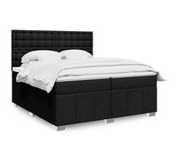 Iiaky 3291791 Giroletto a Molle con Materasso Nero 200x200 cm in Tessuto Telaio del letto a piattaforma imbottito,Base per materasso,Supporto per doghe in legno,Facile da montare