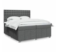 Iiaky 3294090 Giroletto a Molle con Materasso Grigio Scuro 200x200 cm Tessuto Telaio del letto a piattaforma imbottito,Base per materasso,Supporto per doghe in legno,Facile da montare