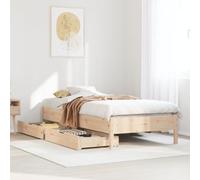 Iiaky 3301716 Giroletto senza Materasso 100x200 cm in Legno Massello di Pino Rete Letto Matrimoniale,Struttura Letto a Doghe in Legno, Spazio di Archiviazione Sotto al Letto, Adatto per Molti Tipi di
