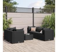 Iiaky 3308019 Set Mobili da Giardino 6 pz con Cuscini in Polyrattan Nero Set di mobili da giardino,giardino con tavolo set resistente alle intemperie
