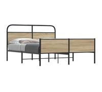 Iiaky 3318673 Giroletto senza Materaso in Metallo Rovere Fumo 160x200 cm Letto,Struttura Letto a Piattaforma E contenitore sotto il letto,Facile da Montare, Senza rumori