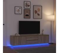 Iiaky 3328437 Mobile Porta TV con Luci LED Rovere Sonoma 193,5x41x50 cm Mobile Porta TV per Soggiorno,Mobile TV per Salotto in Legno