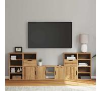 Iiaky 3365370 Mobile TV 5 pz con Contenitore ODDA in Legno Massello di Pino Montaggio Veloce senza Utensili Toolless,Mobile TV per Televisore per Soggiorno,Moderno