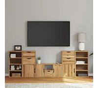Iiaky 3365376 Mobile TV 5 pz con Contenitore ODDA in Legno Massello di Pino Montaggio Veloce senza Utensili Toolless,Mobile TV per Televisore per Soggiorno,Moderno