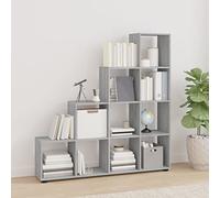 Iiaky 342601 Libreria a Scala Grigio Sonoma 142 cm in Legno Multistrato Scaffale, Libreria, Divisorio per Stanza, Organizzatore Autoportante a Cubi, Stile Moderno, per Soggiorno, Camera da Letto, Uffi