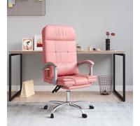 Iiaky 349711 Poltrona da Ufficio Massaggiante Reclinabile rosa in Similpelle Sedia Ufficio Scrivania Ergonomica Ecopelle Altezza Regolabile Girevole a Rotelle Reclinabile per Computer Imbottita