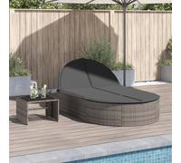 Iiaky 368648 Lettino Prendisole Doppio con Cuscini Grigio in Polyrattan Lettino Poly Rattan,Lettini Prendisole,Lettini da Giardino,Tavolo Giardino,Sdraio Prendisole,Sedia