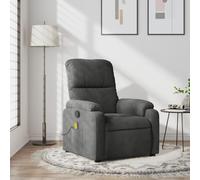 Iiaky 373458 Poltrona Reclinabile Massaggio Grigio Scuro Tessuto Microfibra Poltrona Relax,Reclinabile a Letto E Seduta Ergonomica In Tessuto Per Arredo Salotto, Soggiorno e Ufficio