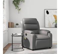 Iiaky 373496 Poltrona Massaggiante Reclinabile Grigia in Similpelle Poltrona Camera da Letto in Velluto Design Moderno,Sedia Classica- Poltroncina per Salotto con Seduta Morbida Imbottita